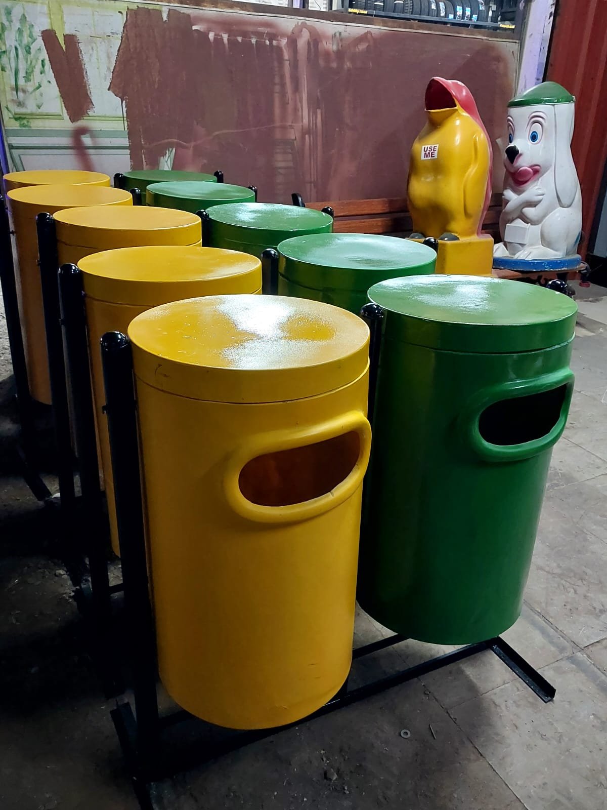 FRP Cylindrical 2 in 1  Dustbin